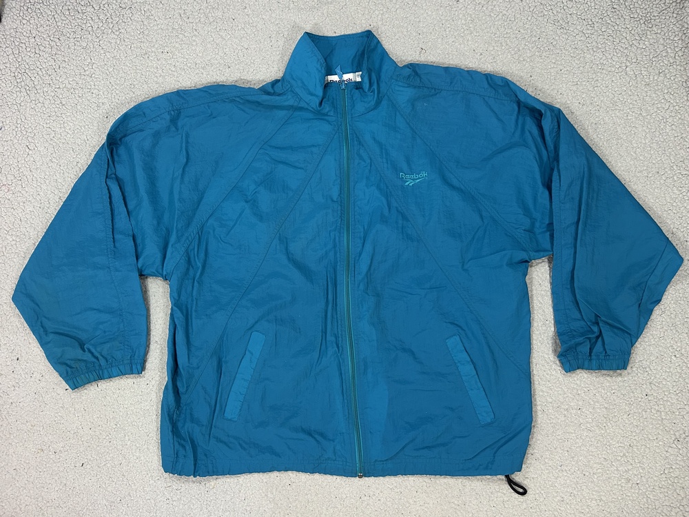 Vintage Reebok Jacket Mens XL Blue Nylon Mesh Lined Vented Full Zip Windbreaker